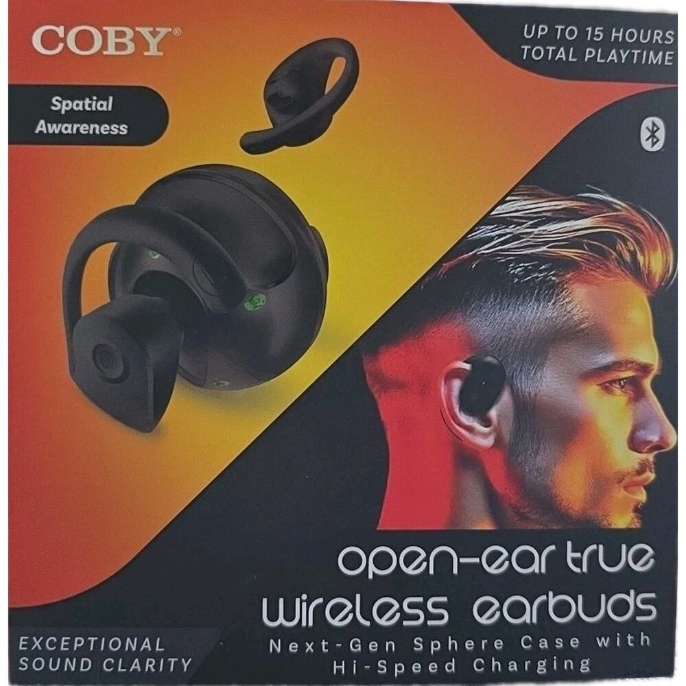 Open Ear True Wireless Earbuds, By COBY, 15 Hours Total Playtime, New In Box